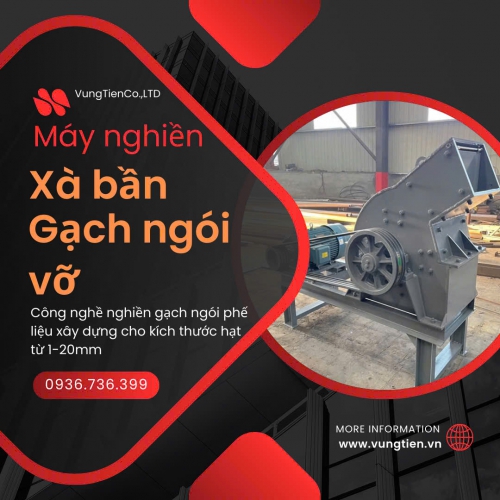 Máy nghiền gạch ngói vỡ, xà bần, trạc vữa, phế thải xây dựng