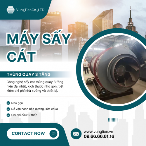 MÁY SẤY CÁT THÙNG QUAY 3 TẦNG